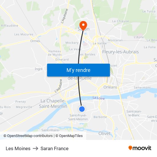 Les Moines to Saran France map