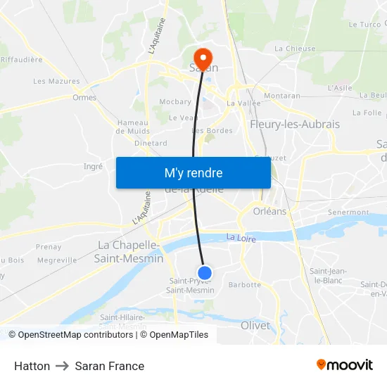 Hatton to Saran France map