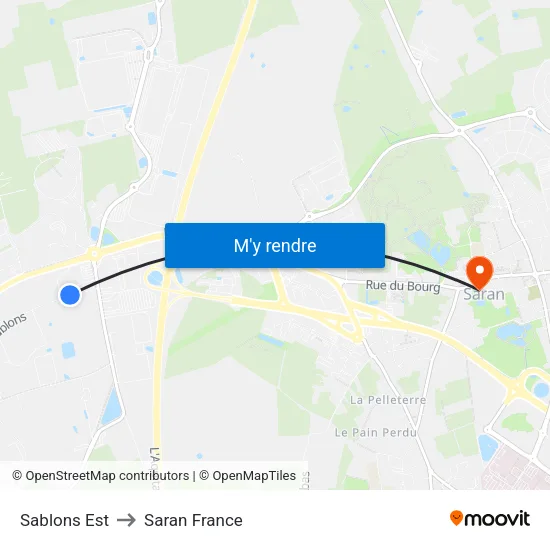 Sablons Est to Saran France map
