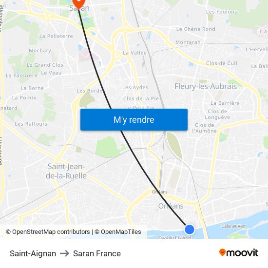 Saint-Aignan to Saran France map