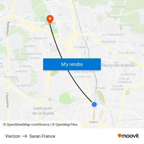 Vierzon to Saran France map