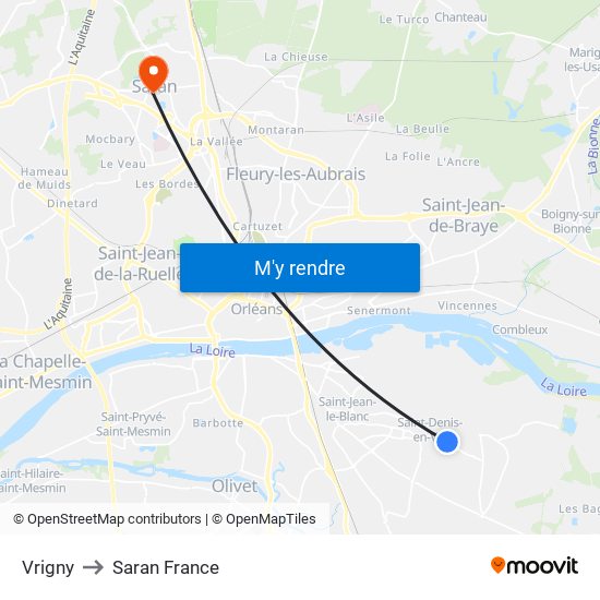 Vrigny to Saran France map