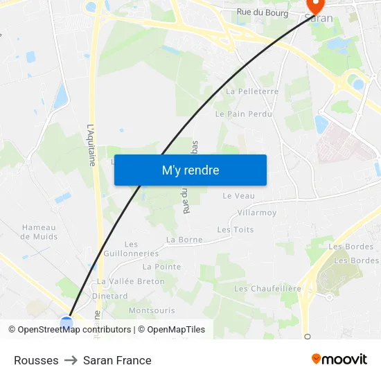 Rousses to Saran France map