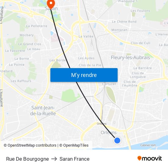 Rue De Bourgogne to Saran France map