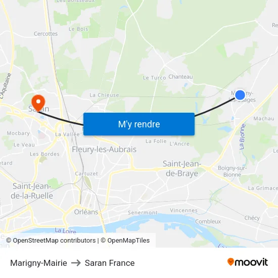 Marigny-Mairie to Saran France map