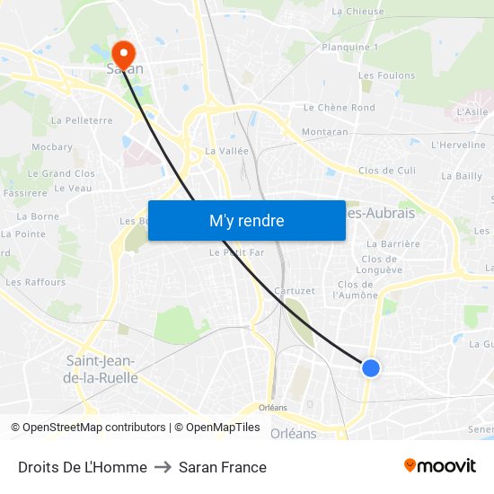 Droits De L'Homme to Saran France map