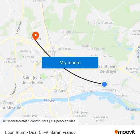 Léon Blum - Quai C to Saran France map