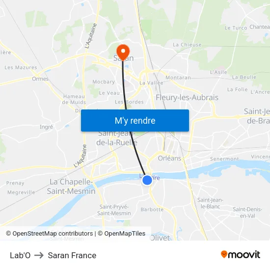 Lab'O to Saran France map