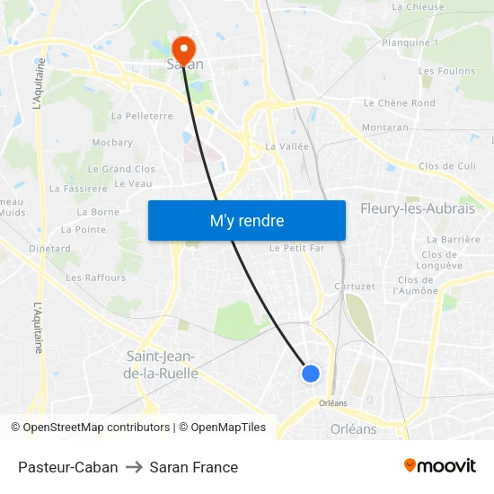 Pasteur-Caban to Saran France map