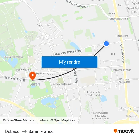 Debacq to Saran France map