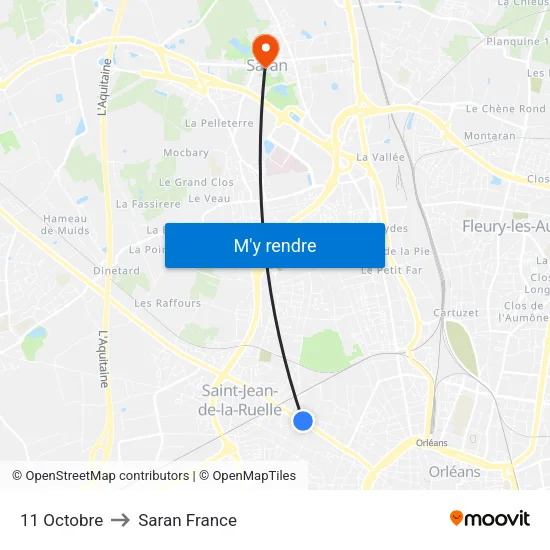 11 Octobre to Saran France map