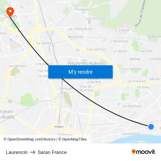 Laurencin to Saran France map