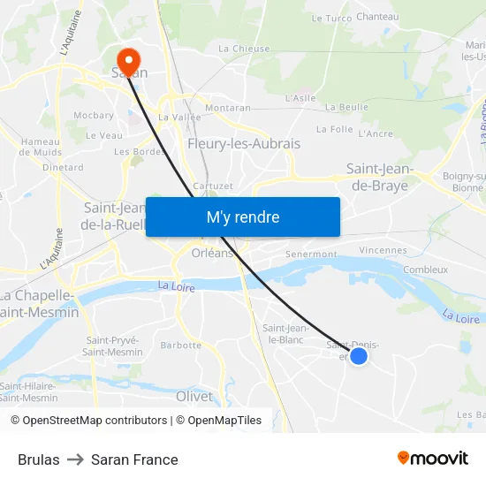 Brulas to Saran France map