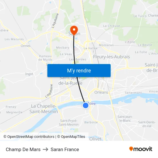 Champ De Mars to Saran France map