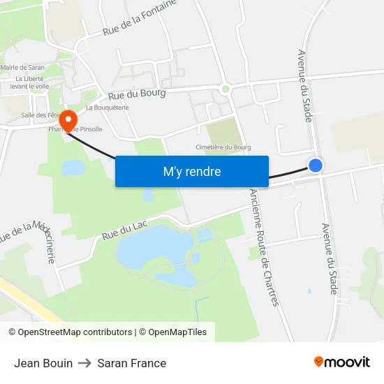 Jean Bouin to Saran France map