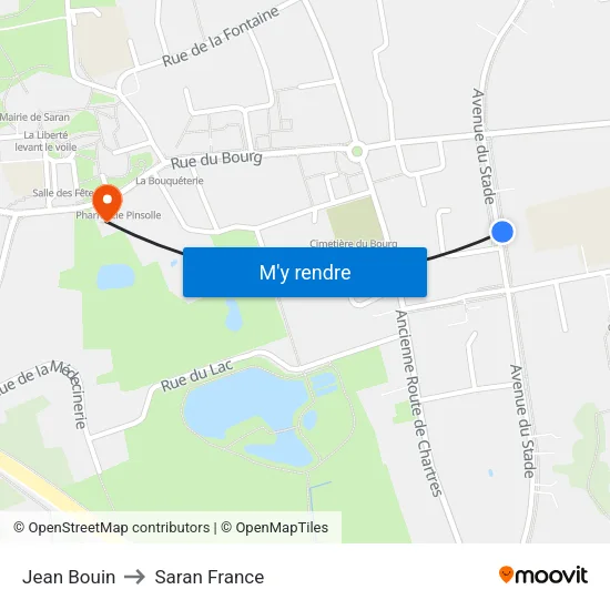 Jean Bouin to Saran France map