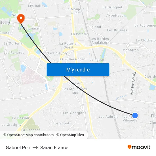 Gabriel Péri to Saran France map