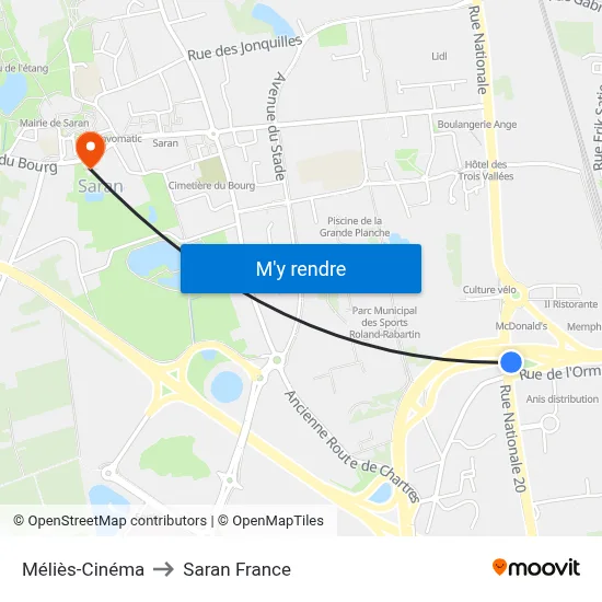Méliès-Cinéma to Saran France map