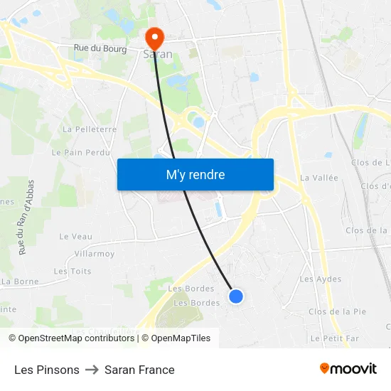 Les Pinsons to Saran France map