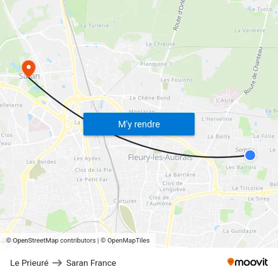 Le Prieuré to Saran France map