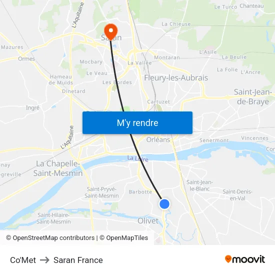 Co'Met to Saran France map