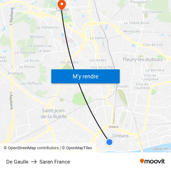 De Gaulle to Saran France map