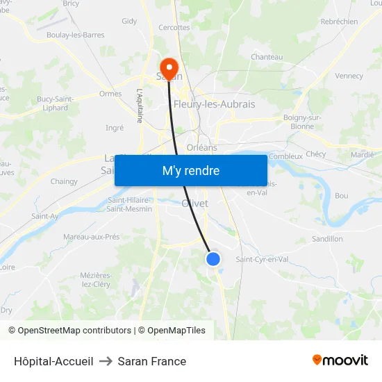 Hôpital-Accueil to Saran France map