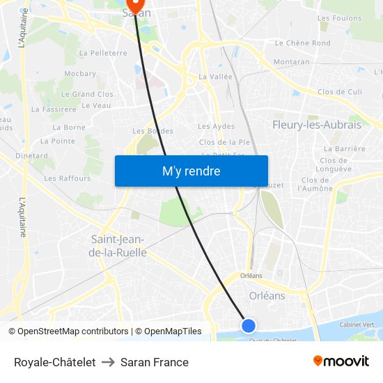 Royale-Châtelet to Saran France map