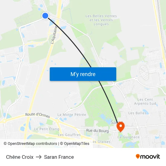 Chêne Croix to Saran France map