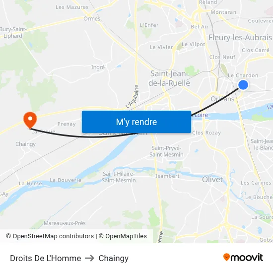 Droits De L'Homme to Chaingy map