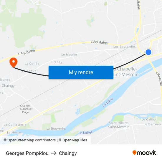 Georges Pompidou to Chaingy map