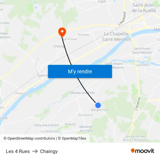 Les 4 Rues to Chaingy map