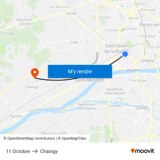 11 Octobre to Chaingy map