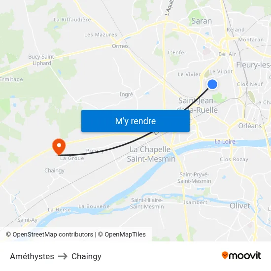 Améthystes to Chaingy map