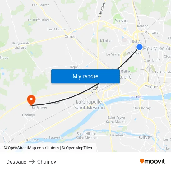 Dessaux to Chaingy map