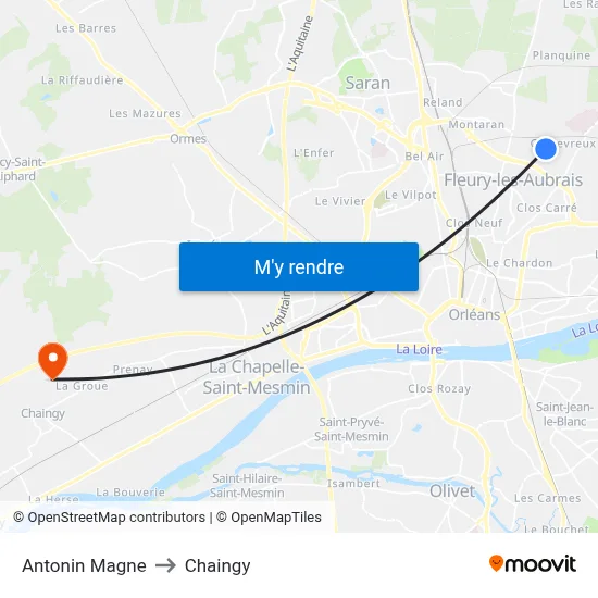 Antonin Magne to Chaingy map