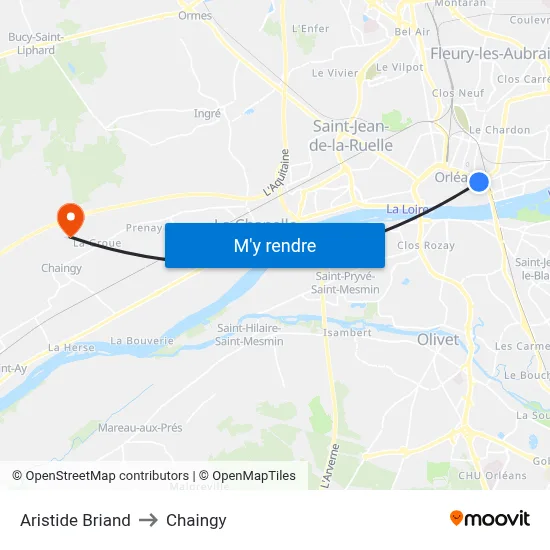 Aristide Briand to Chaingy map