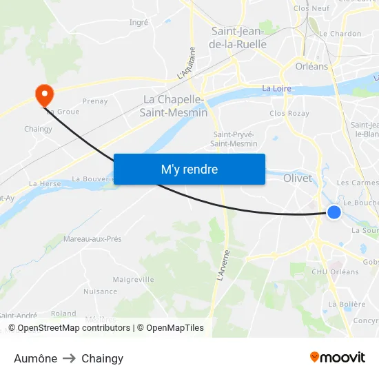 Aumône to Chaingy map