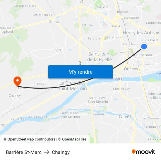 Barrière St-Marc to Chaingy map