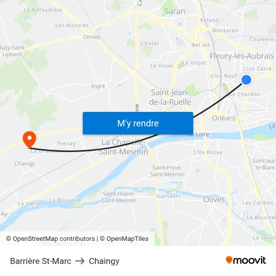Barrière St-Marc to Chaingy map