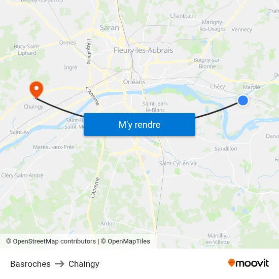 Basroches to Chaingy map