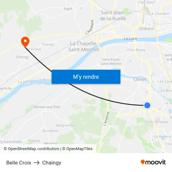 Belle Croix to Chaingy map