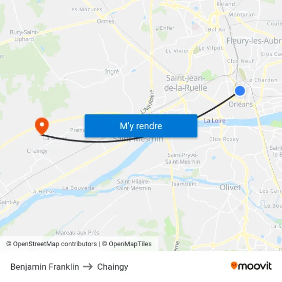 Benjamin Franklin to Chaingy map