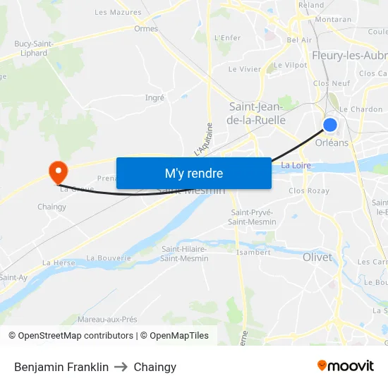 Benjamin Franklin to Chaingy map