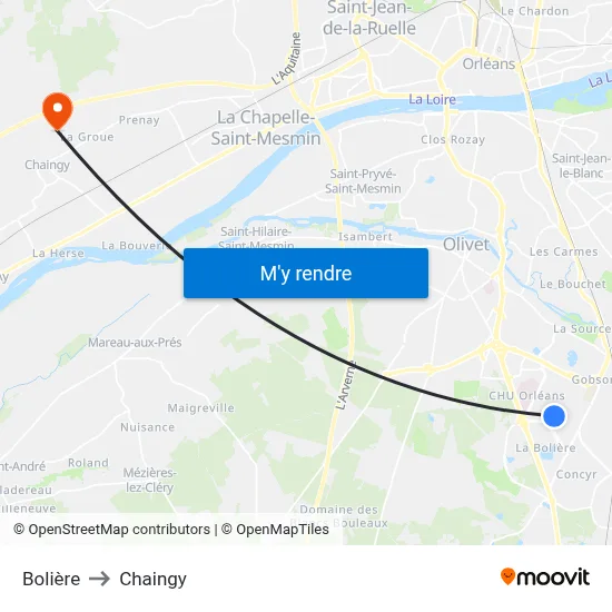 Bolière to Chaingy map