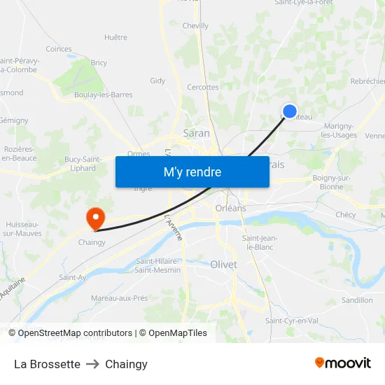 La Brossette to Chaingy map