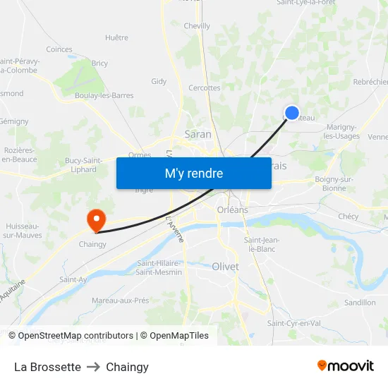 La Brossette to Chaingy map