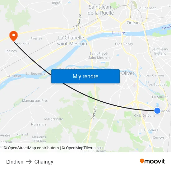 L'Indien to Chaingy map