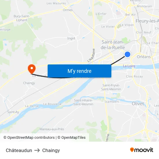 Châteaudun to Chaingy map