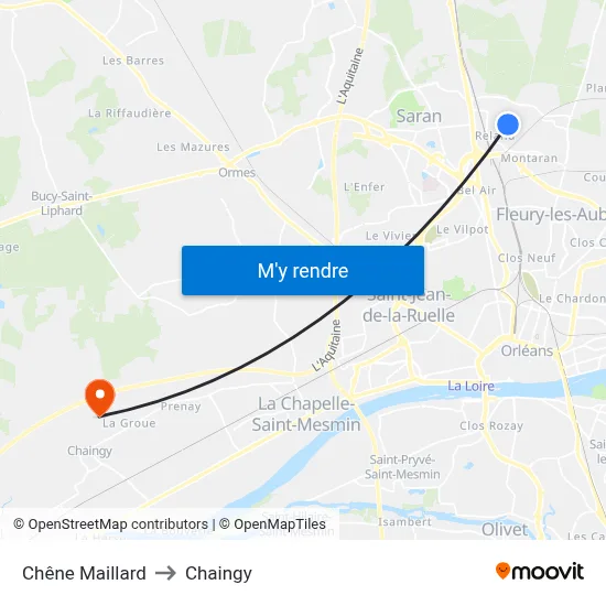 Chêne Maillard to Chaingy map